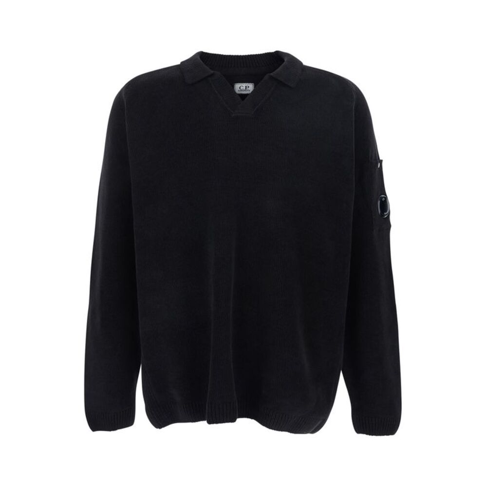 C.P. Company Men Black Sweater With Goggle Plaque On The Side In Cotton Man